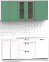 Кухонный гарнитур Интермебель Лион-13 1.7м без столешницы (мята софт/белый софт) - 