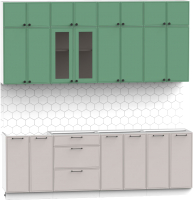 Кухонный гарнитур Интермебель Лион-8 2.4м без столешницы (мята софт/луна софт) - 