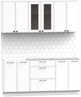 Кухонный гарнитур Интермебель Лион-14 1.8м без столешницы (белый софт) - 