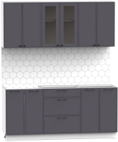 Кухонный гарнитур Интермебель Лион-14 1.8м без столешницы (графит софт) - 