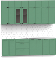 Кухонный гарнитур Интермебель Лион-8 2.4м без столешницы (мята софт) - 