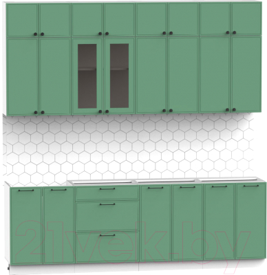 Кухонный гарнитур Интермебель Лион-8 2.4м без столешницы (мята софт)