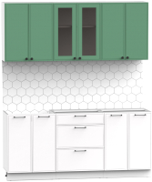 Кухонный гарнитур Интермебель Лион-14 1.8м без столешницы (мята софт/белый софт) - 