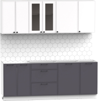 Кухонный гарнитур Интермебель Лион-16 2.1м без столешницы (белый софт/графит софт) - 