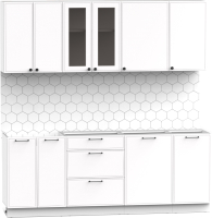 Кухонный гарнитур Интермебель Лион-16 2.1м без столешницы (белый софт) - 