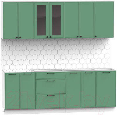 Кухонный гарнитур Интермебель Лион-17 2.2м без столешницы (мята софт)