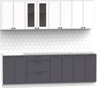 Готовая кухня Интермебель Лион-18 2.4м без столешницы (белый софт/графит софт) - 