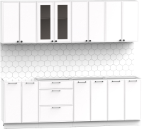 Кухонный гарнитур Интермебель Лион-18 2.4м без столешницы (белый софт) - 