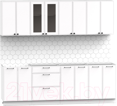 Готовая кухня Интермебель Лион-18 2.4м без столешницы (белый софт)