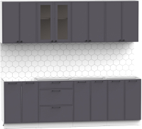 Готовая кухня Интермебель Лион-18 2.4м без столешницы (графит софт) - 
