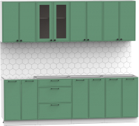 Готовая кухня Интермебель Лион-18 2.4м без столешницы (мята софт/белый софт) - 