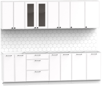 Кухонный гарнитур Интермебель Лион-19 2.6м без столешницы (белый софт) - 