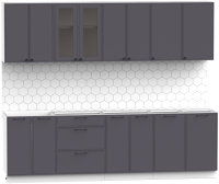 Кухонный гарнитур Интермебель Лион-19 2.6м без столешницы (графит софт) - 