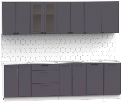 Кухонный гарнитур Интермебель Лион-19 2.6м без столешницы (графит софт)