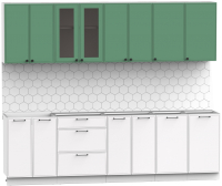 Кухонный гарнитур Интермебель Лион-19 2.6м без столешницы (мята софт/белый софт) - 