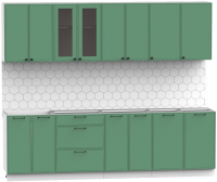 Кухонный гарнитур Интермебель Лион-19 2.6м без столешницы (мята софт) - 