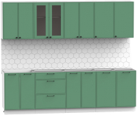 Готовая кухня Интермебель Лион-19 2.6м без столешницы (мята софт) - 