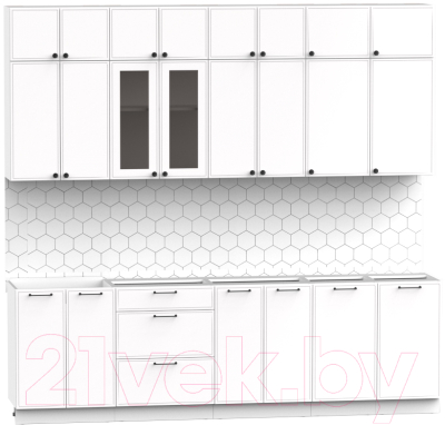 Готовая кухня Интермебель Лион-9 2.6м без столешницы (белый софт)