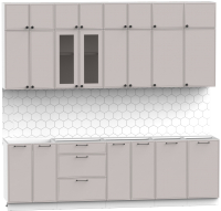 Кухонный гарнитур Интермебель Лион-9 2.6м без столешницы (луна софт) - 