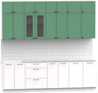 Кухонный гарнитур Интермебель Лион-9 2.6м без столешницы (мята софт/белый софт) - 