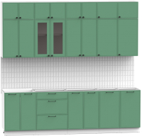 Кухонный гарнитур Интермебель Лион-9 2.6м без столешницы (мята софт) - 