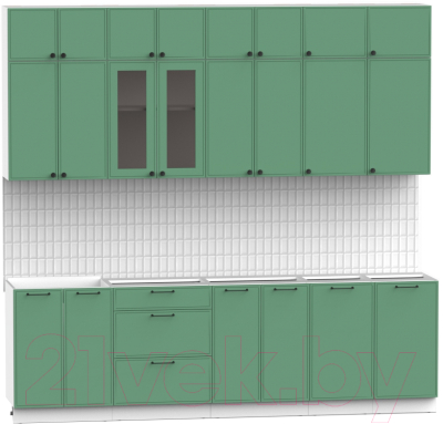 Кухонный гарнитур Интермебель Лион-9 2.6м без столешницы (мята софт)