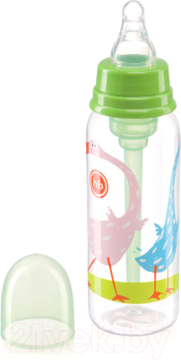 Бутылочка для кормления Happy Baby 10015 с силиконовой соской (зеленый)