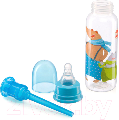 Бутылочка для кормления Happy Baby 10015 с силиконовой соской (голубой)