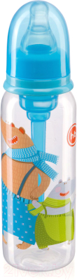 Бутылочка для кормления Happy Baby 10015 с силиконовой соской (голубой)