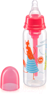 Бутылочка для кормления Happy Baby 10015 с силиконовой соской (красный)