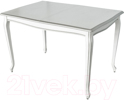 Обеденный стол Аврора Кабриоль 120x80 (Тон 16/эмаль белая/серебристый)
