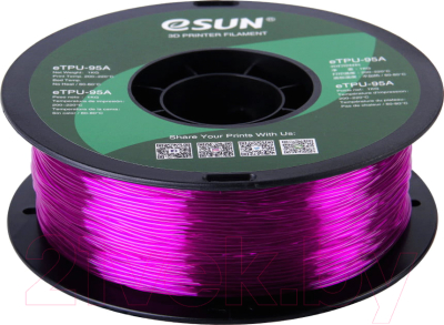 Пластик для 3D-печати eSUN eTPU-95A / eTPU-95A175GZ1 (1.75мм, 1кг, прозрачный пурпурный)