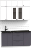 Кухонный гарнитур Интермебель Лион-2 В-1 1.6м (белый софт/графит софт/сесамо) - 