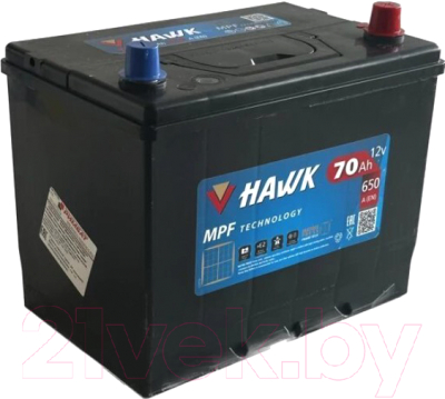Автомобильный аккумулятор HAWK Asia JR 650A с бортом / HSMF-75D26L (70 А/ч)