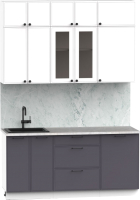 Кухонный гарнитур Интермебель Лион-3 В-1 1.7м (белый софт/графит софт/мрамор лацио белый) - 