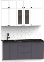 Кухонный гарнитур Интермебель Лион-3 В-1 1.7м (белый софт/графит софт/сесамо) - 