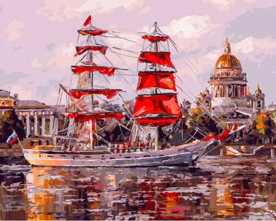 Картина по номерам БЕЛОСНЕЖКА Санкт-Петербург. Нева. Алые паруса / 450-ART