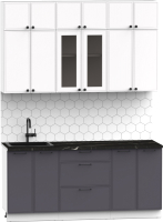 Кухонный гарнитур Интермебель Лион-4 В-1 1.8м (белый софт/графит софт/тунис) - 