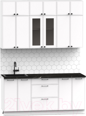 Кухонный гарнитур Интермебель Лион-4 В-1 1.8м (белый софт/сесамо)