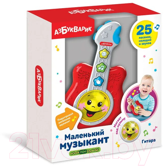 Музыкальная игрушка Азбукварик Гитара / 2703 (красный) — фото 2