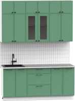 Кухонный гарнитур Интермебель Лион-4 В-1 1.8м (мята софт/мрамор лацио белый) - 