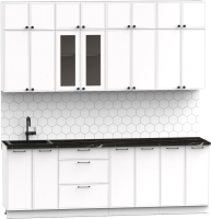 Кухонный гарнитур Интермебель Лион-8 В-1 2.4м (белый софт/тунис) - 