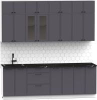 Кухонный гарнитур Интермебель Лион-8 В-1 2.4м (графит софт/тунис) - 