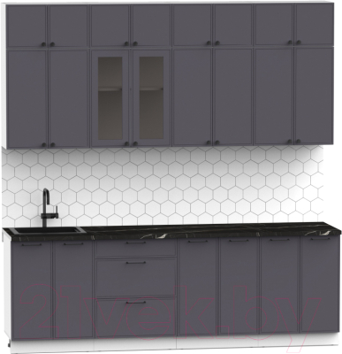 Кухонный гарнитур Интермебель Лион-8 В-1 2.4м (графит софт/тунис)