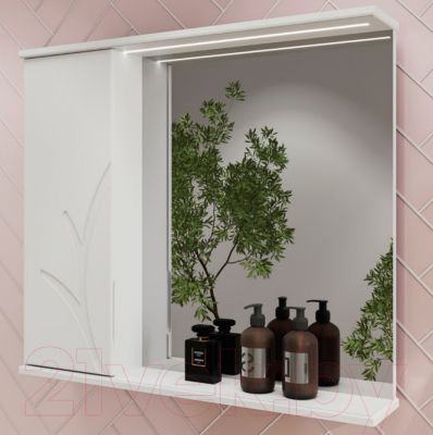 Шкаф с зеркалом для ванной Volna Adel 60 L (белый)