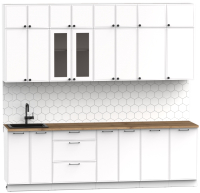 Кухонный гарнитур Интермебель Лион-9 В-1 2.6м (белый софт/дуб фигурный светлый) - 