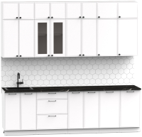 Кухонный гарнитур Интермебель Лион-9 В-1 2.6м (белый софт/тунис) - 