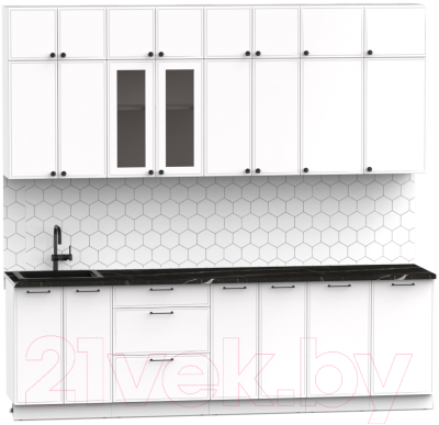 Готовая кухня Интермебель Лион-9 В-1 2.6м (белый софт/сесамо)