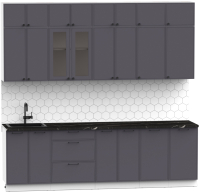 Кухонный гарнитур Интермебель Лион-9 В-1 2.6м (графит софт/сесамо) - 