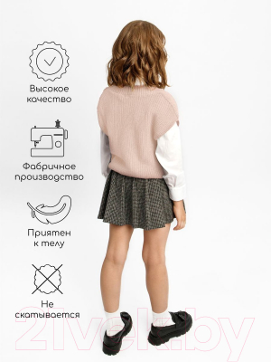 Жилет детский Amarobaby Knit / AB-OD21-KNIT10S/00-128 (белый/розовый, р.128)